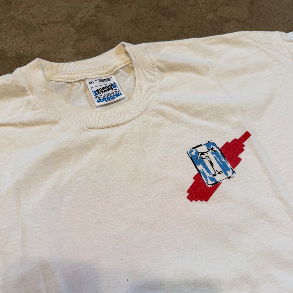 Vintage 96 Italia Car Screen Stars De Tomaso T-Shirt Men XXL White Single Stitch - Picture 3 of 9